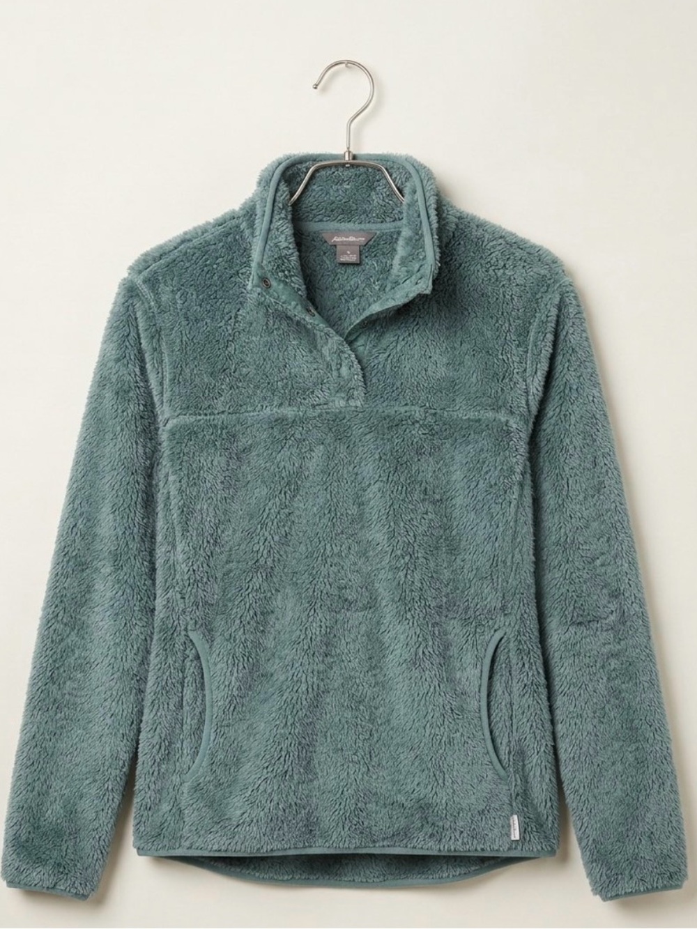Eddie Bauer Plush Quarter-Snap Teddy Jacket - Teal, women’s XS